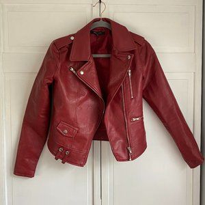 Small Red Faux Leather Jacket NWOT